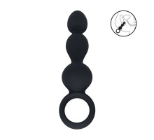 Черная анальная елочка Beaded Silicone Anal Probe with Loop