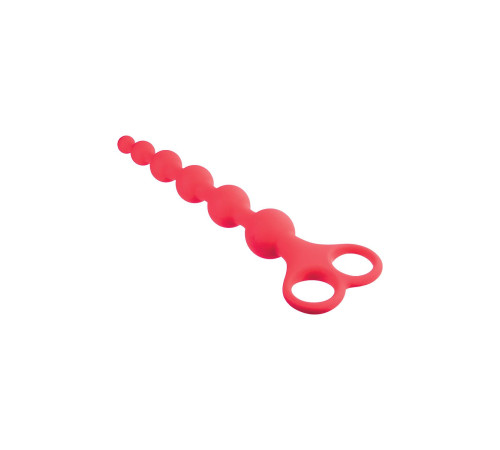 Красная анальная цепочка Ribbed Silicone Anal Beads - 26 см.