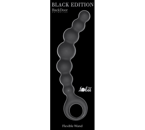 Чёрная упругая анальная цепочка Flexible Wand - 18 см.