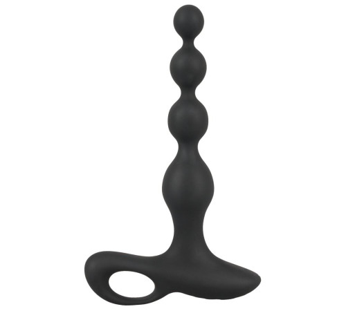 Черная анальная цепочка с вибрацией Rechargeable Anal Beads - 20 см.