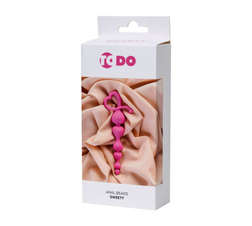 Розовая силиконовая анальная цепочка Sweety - 18,5 см.