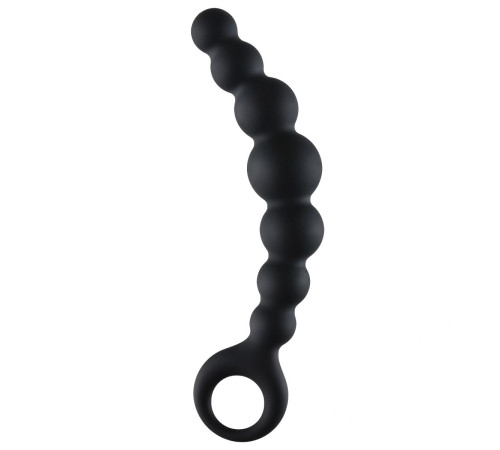 Чёрная упругая анальная цепочка Flexible Wand - 18 см.