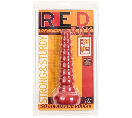 Ребристая анальная втулка Red Boy Anal Wand Butt Plug - 21,3 см.
