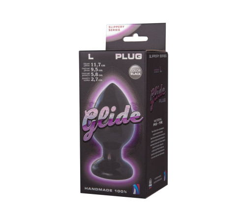 Черный анальный плаг Glide L - 11,7 см.