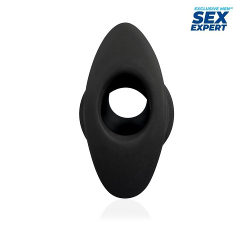 Черный рельефный анальный стимулятор-тоннель - 8 см.
