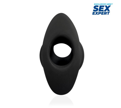 Черный рельефный анальный стимулятор-тоннель - 7 см.