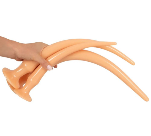 Набор из 3 телесных удлиненных анальных пробок Super Long Flexible Butt Plug Set