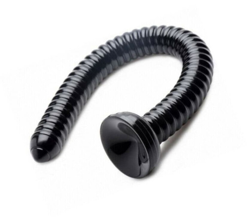 Черный анальный стимулятор-гигант Hosed Ribbed Anal Snake Dildo - 50,8 см.
