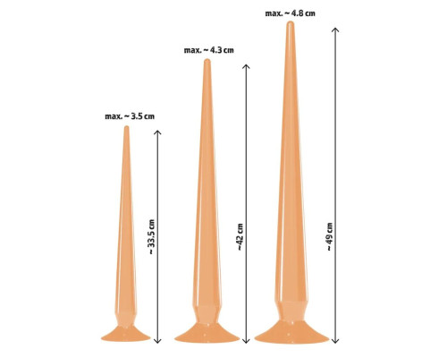 Заказать Набор из 3 телесных удлиненных анальных пробок Super Long Flexible Butt Plug Set