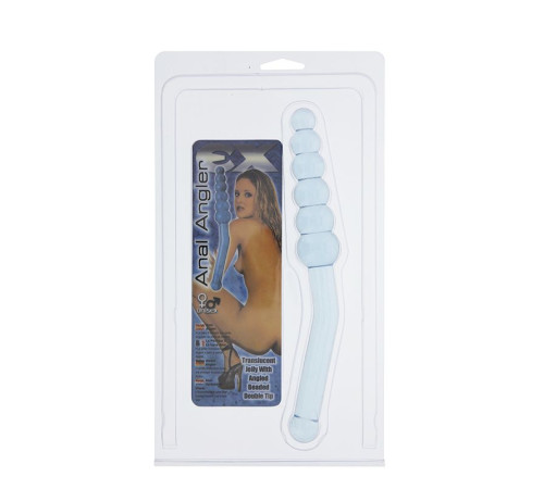Голубая анальная ёлочка с ручкой Anal Angler - 23 см.