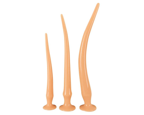 Заказать Набор из 3 телесных удлиненных анальных пробок Super Long Flexible Butt Plug Set