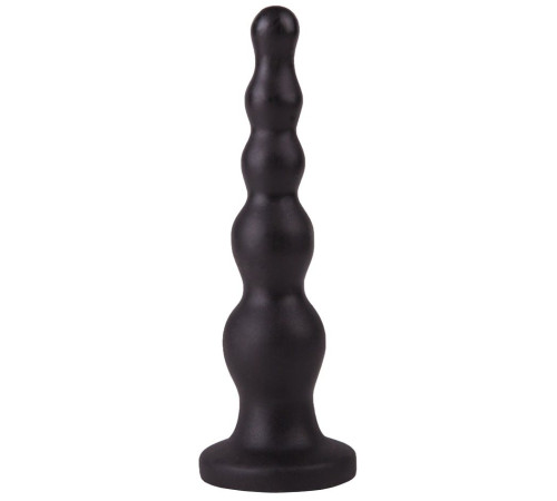 Чёрная анальная ёлочка с ограничительным основанием - 17,5 см.