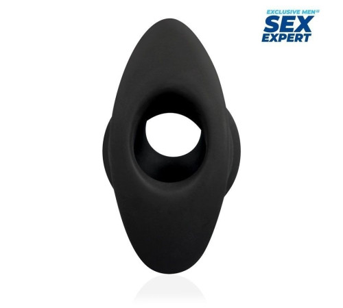 Черный рельефный анальный стимулятор-тоннель - 10 см.