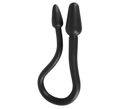 Черный двусторонний анальный плаг с гибким соединением Double Plug Черный двусторонний анальный плаг с гибким соединением Double Plug