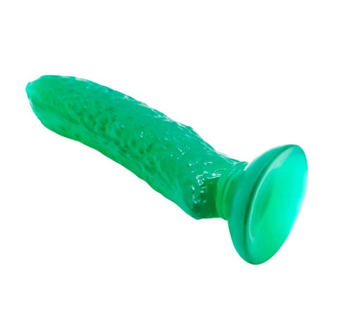 Зеленый стимулятор на присоске в форме огурца Cucumber - 17 см.