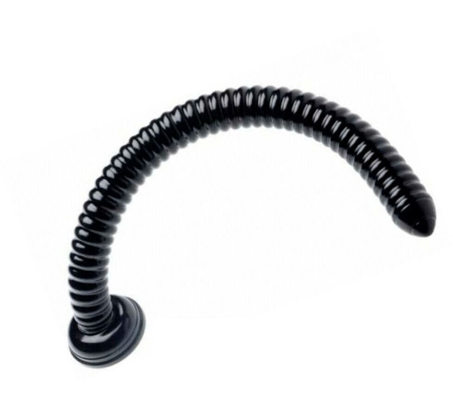 Черный анальный стимулятор-гигант Hosed Ribbed Anal Snake Dildo - 50,8 см.