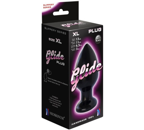 Черный анальный плаг Glide XL - 13 см.