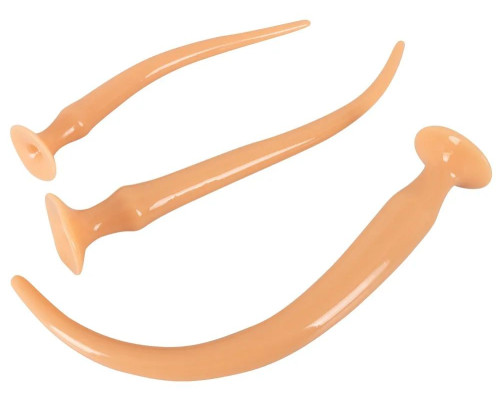 Заказать Набор из 3 телесных удлиненных анальных пробок Super Long Flexible Butt Plug Set