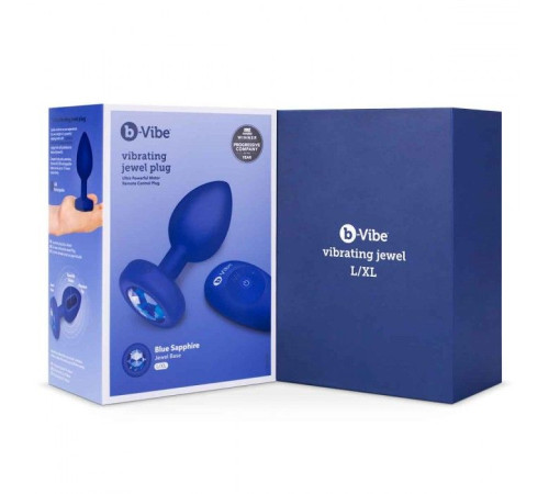 Синяя вибропробка Vibrating Jewel Plug L/XL - 11 см.