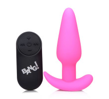 Розовая анальная вибропробка с пультом ДУ 21X Remote Control Vibrating Silicone Butt Plug - 10,4 см.