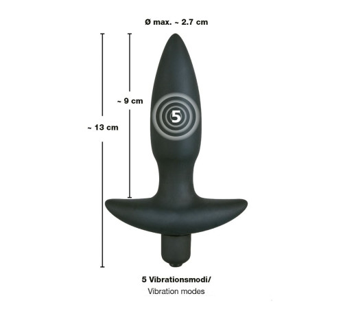 Анальная вибровтулка с 5 скоростями вибрации Vibrating Plug Small - 13 см.