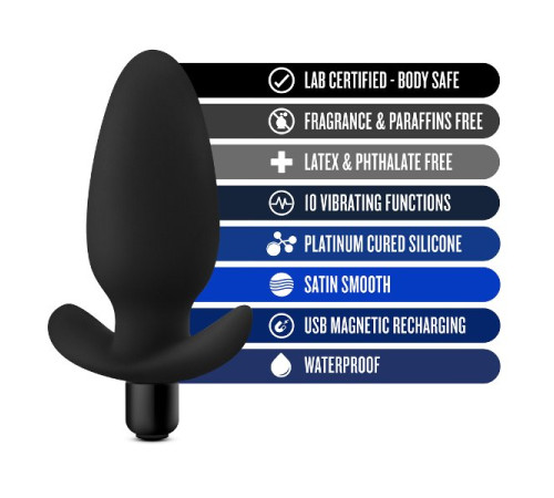 Черная анальная вибропробка Silicone Saddle Plug - 12,1 см.