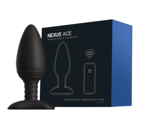 Чёрная вибровтулка NEXUS ACE LARGE с дистанционным управлением - 14 см.