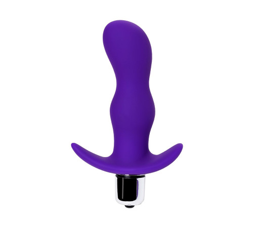 Фиолетовая изогнутая анальная вибропробка - 11,2 см.