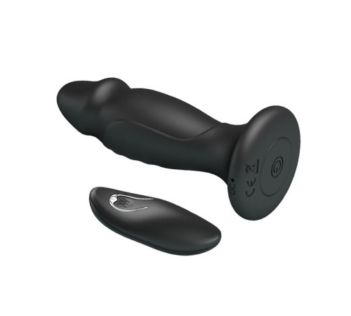 Черная анальная втулка с 12 режимами вибрации Mr Play - 12,4 см.