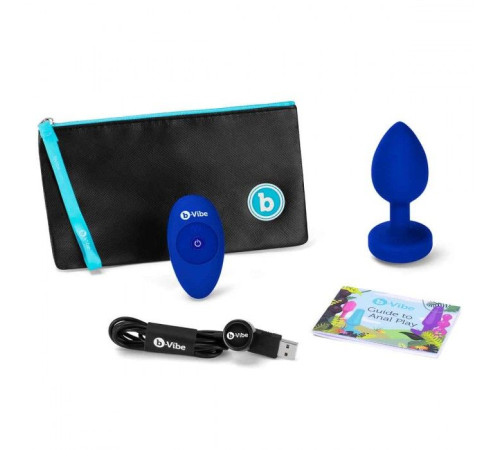 Синяя вибропробка Vibrating Jewel Plug L/XL - 11 см.