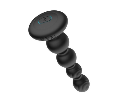 Черная анальная виброцепочка с ротацией и пультом ДУ - 17,7 см.