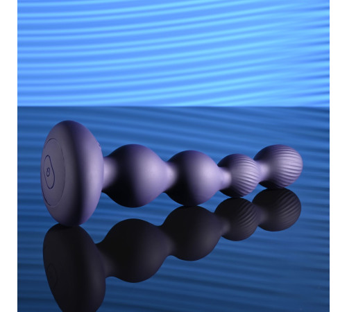 Фиолетовые анальные бусы с вибрацией и вращением Pleasure Orbit - 17,8 см.