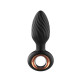 Черная анальная пробка с вибрацией, вращением и пультом ДУ