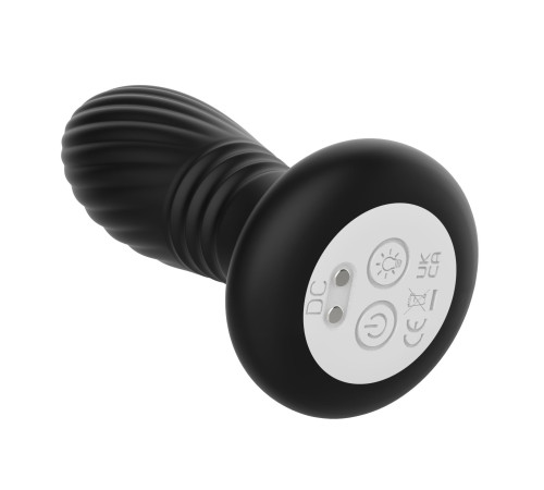 Черная анальная пробка с вибрацией и LED-подсветкой - 11,9 см. Черная анальная пробка с вибрацией и LED-подсветкой - 11,9 см.