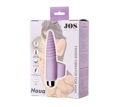 Нежно-розовая вибронасадка на палец для анальной стимуляции JOS NOVA - 9 см.