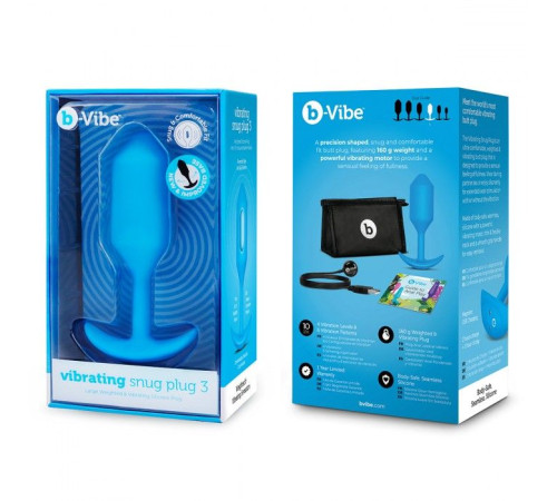 Голубая вибропробка для ношения B-vibe Snug Plug 3 - 12,4 см. Голубая вибропробка для ношения B-vibe Snug Plug 3 - 12,4 см.