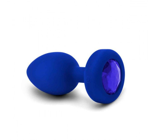 Синяя вибропробка Vibrating Jewel Plug L/XL - 11 см.