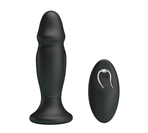 Черная анальная втулка с 12 режимами вибрации Mr Play - 12,4 см.