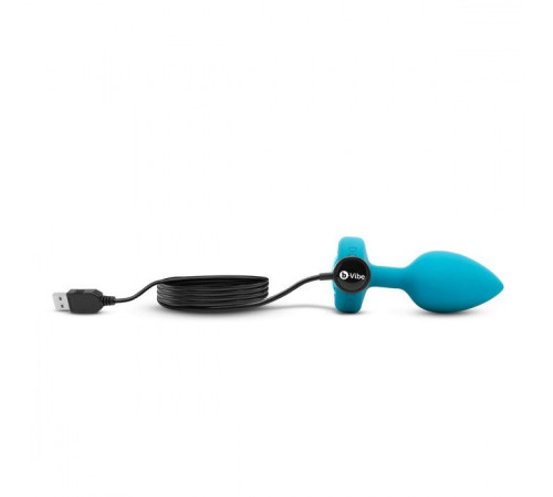 Бирюзовая анальная вибровтулка с кристаллом Vibrating Jewel Plug S/M - 10 см.