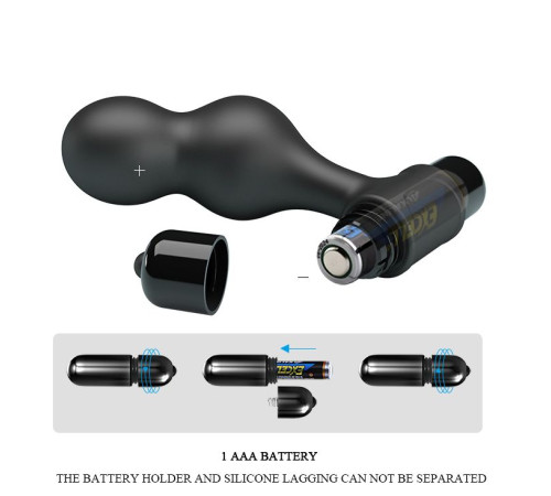 Черная анальная пробка с вибрацией Silicone Vibrating Anal Plug - 10 см.