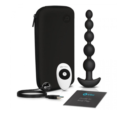 Черные анальные бусы с 3 моторами B-Vibe Cinco Anal Beads - 20,5 см.