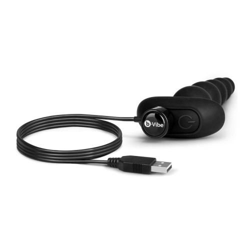 Черные анальные бусы с 3 моторами B-Vibe Cinco Anal Beads - 20,5 см.