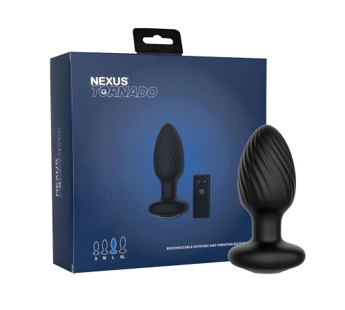 Черная анальная вибровтулка Nexus Tornado Large с функцией вращения