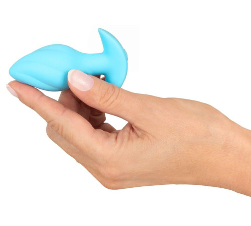 Голубая анальная пробка с вибрацией Cuties Vibrating Mini Butt Plug - 8 см.