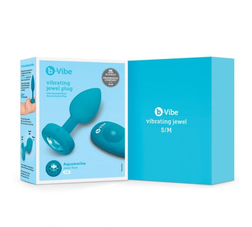 Бирюзовая анальная вибровтулка с кристаллом Vibrating Jewel Plug S/M - 10 см.