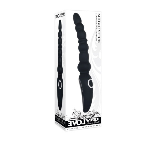 Черная анальная виброелочка Magic Stick - 22,6 см.