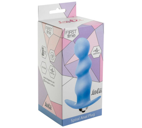 Голубая фигурная анальная вибропробка Spiral Anal Plug - 12 см.