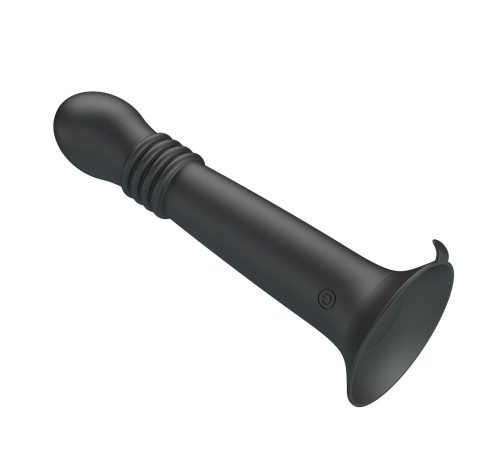 Черный стимулятор с поступательными движениями и вращением Stellan - 19,1 см.