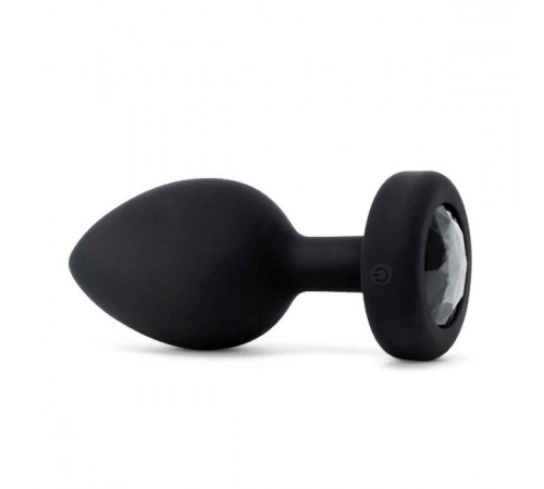 Черная вибропробка Vibrating Jewel Plug XXL - 12 см.