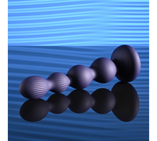 Фиолетовые анальные бусы с вибрацией и вращением Pleasure Orbit - 17,8 см.